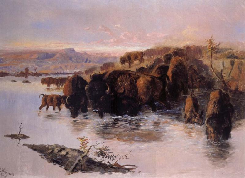 Charles M Russell The Buffalo Herd China oil painting art